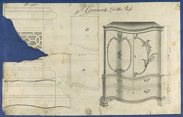Commode Clothes Press from Chippendale Drawings Vol. II 1753, Poster Print Wall Art