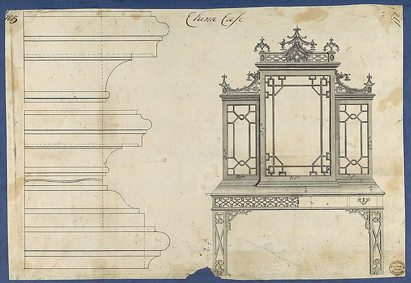 China Case from Chippendale Drawings Vol. II 1754-Thomas Chi,16x12"(A3)Poster
