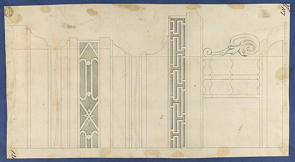 Moldings and Fretwork for China Case from Chippendale Drawing, Poster Print Wall Art