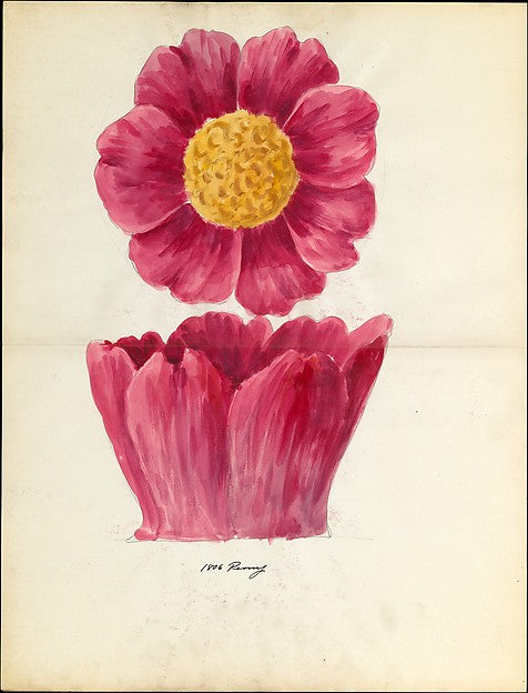 Design drawing of peony blossom of floral capital from loggia, Poster Print - Wall Art