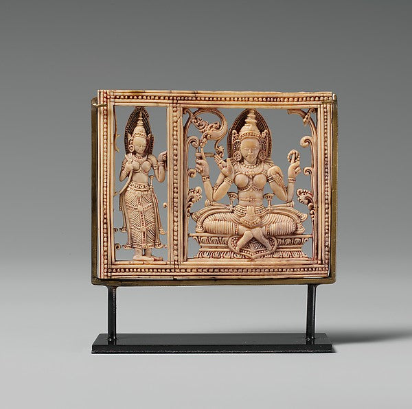 Plaque with Seated Dhanada-Tara and Attendant c17th cent,16x12"(A3)Poster
