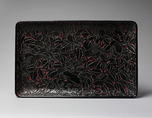 ,Rectangular tray with peonies and birds 16th cent,16x12"(A3)Poster