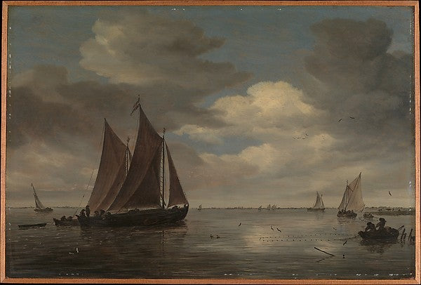 Salomon van Ruysdael:Fishing Boats on a River early 1660s-16x12"(A3) Poster