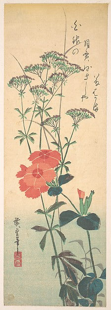 Superb Pinks and Chinese Agrimony c1836-Utagawa Hiroshige 179, Poster Print Wall Art