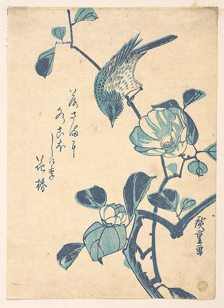 Camellia and Bird c1833-Utagawa Hiroshige 1797–1858 Tokyo ), Poster Print Wall Art