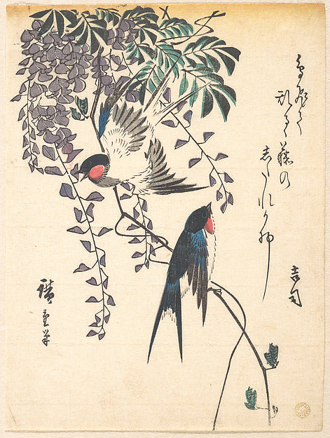 Swallow and Wisteria mid-1840s-Utagawa Hiroshige 1797–1858 To, Poster Print Wall Art