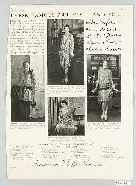 :from May 15 1928 advertising "Americana Chiffon Dresses" 19-16x12"(A3) Poster
