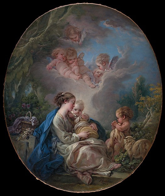 François Boucher:Virgin and Child with the Young Saint John -16x12"(A3) Poster