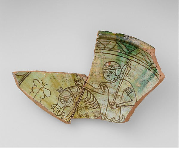 :Fragment of a Bowl with a Horse and Rider 1200–1268-16x12"(A3) Poster