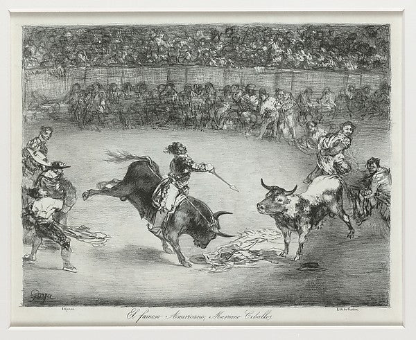 Mariano Ceballos riding a bull from the 'Bulls of Bordeaux' 18,16x12"(A3) Poster