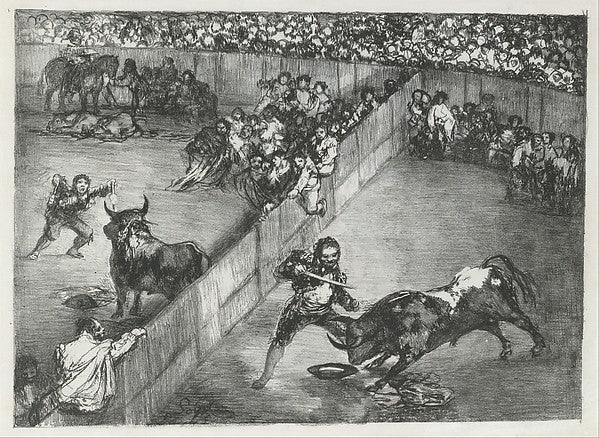 Bullfight in a divided ring from the 'Bulls of Bordeaux' 1825, Poster Print Wall Art