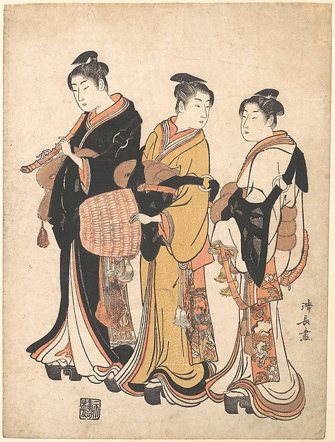 Three Young Women Masquerading as Komuso c1778-Torii Kiyonaga, Poster Print Wall Art