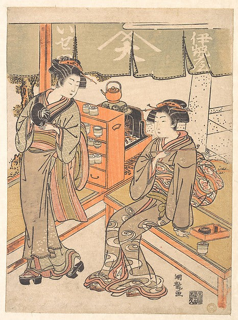 At the Ise-ya Tea-house c1773-Isoda Kory?sai, Poster Print