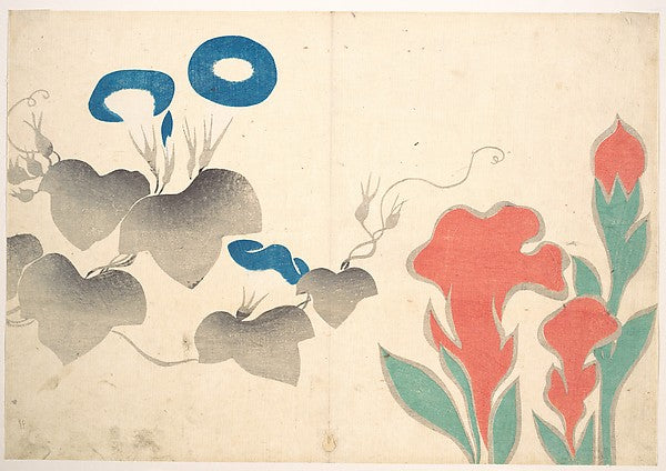 Design of Morning–glory and Other Flowers-Ogata K?rin, Poster Print Wall Art