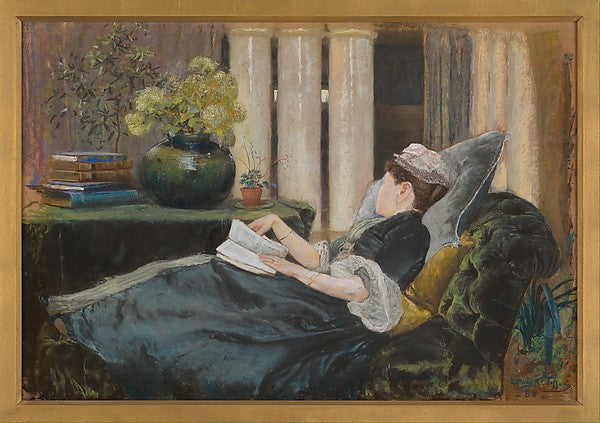 Louise Tiffany Reading 1888-Louis Comfort Tiffany, Poster Print - Wall Art