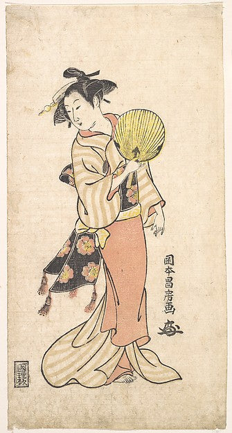 Girl with Fan c1750–70-Masafusa, Poster Print