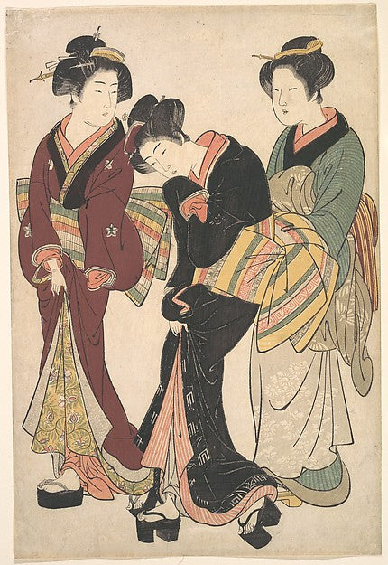 Two Geishas and a Maid c1790-Kitao Shigemasa, Poster Print