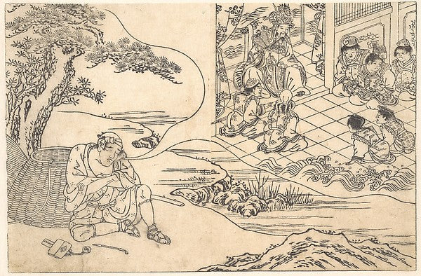Parody of the Tale of Young Man Lu - A Fisherman Dreaming c1700, Poster Print Wall Art