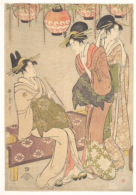 Three Courtesans 1615–1806-Kitagawa Utamaro, Poster Print