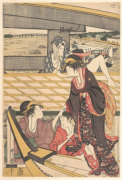 Pleasure Parties in Boats on the Sumida River under the Ryogok, Poster Print Wall Art
