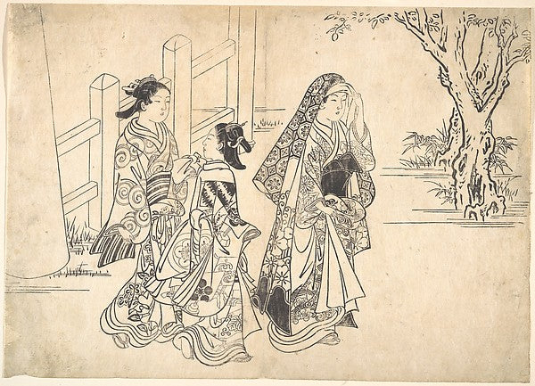 A Courtesan Followed by Two Girl Attendants 1671–1751-Nishikaw,16x12"(A3) Poster
