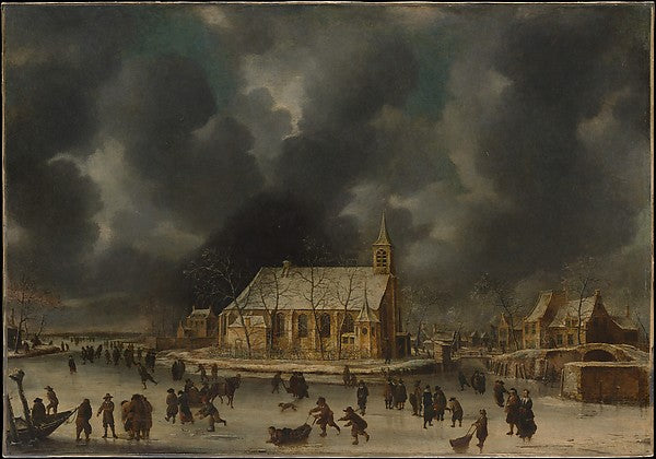 Johannes Abrahamsz Beerstraten:Skating at Sloten near Amster-16x12"(A3) Poster
