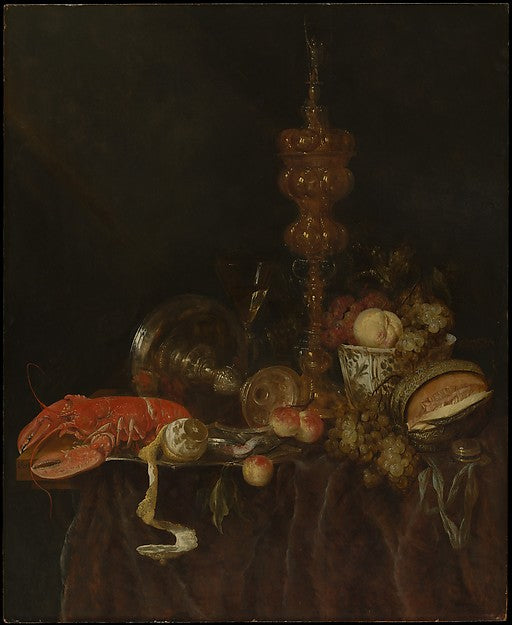 Abraham van Beyeren:Still Life with Lobster and Fruit probab-16x12"(A3) Poster