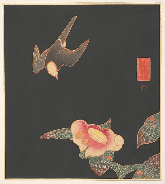 Swallow and Camellia c1900-It? Jakuch?, Poster Print
