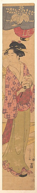 A Girl with a Fan c1780-Chbunsai Eishi, 16x12"(A3) Poster