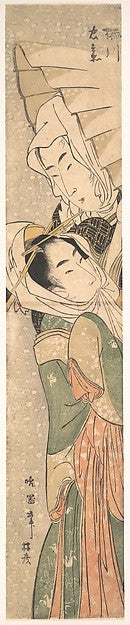 Girl and Lover in Snow early 19th cent-Koikawa Harumasa, Poster Print
