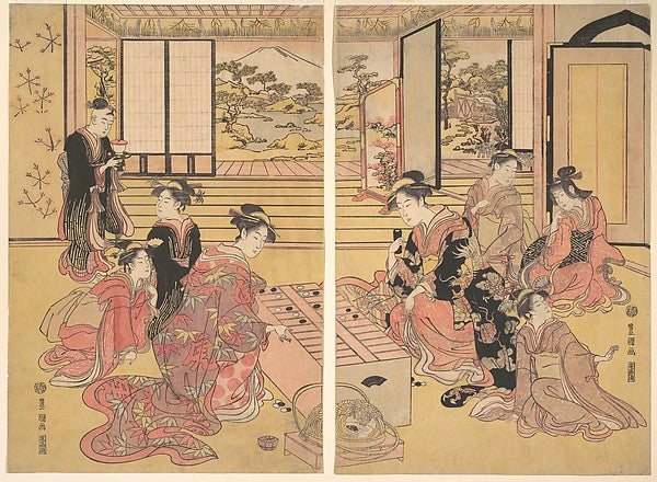 Two Young Women Playing a Game of Sugoroku-Utagawa Toyokuni I, Poster Print