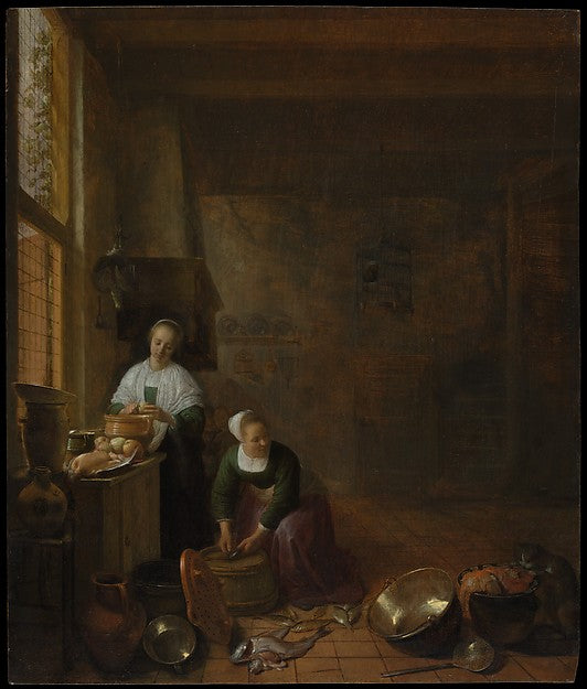 Hendrick Sorgh:A Kitchen c1643-16x12"(A3) Poster