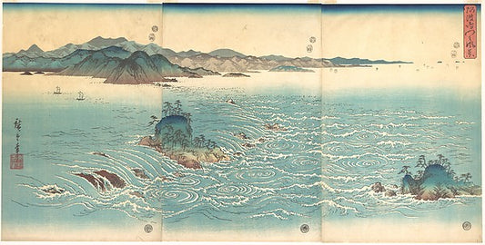 ,Rapids at Naruto 1857-Utagawa Hiroshige 1797–1858,16x12"(A3) Poster