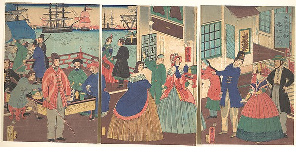 Goko Kokujinmotsu-Don Taku no zu,View of Eating and Drinking b, Poster Print Wall Art