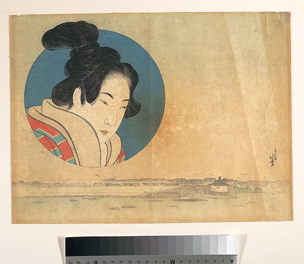 Portrait of a Woman in Large Circle with Landscape Below-Katsu, Poster Print