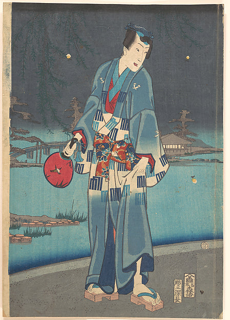 ,Modern Genji – Firefly Viewing 1861-Toyohara Kunich,16x12"(A3) Poster