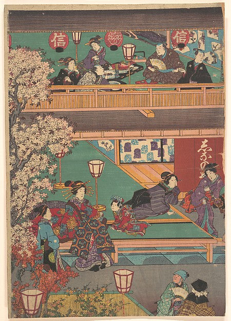Early Evening in Yoshiwara Inn 19th cent-Unidentified Artist J, Poster Print Wall Art