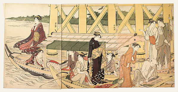 Boating Parties under the Rygoku Bridge c1785-Torii Kiyonaga,Classic Ming China Image, Poster Print