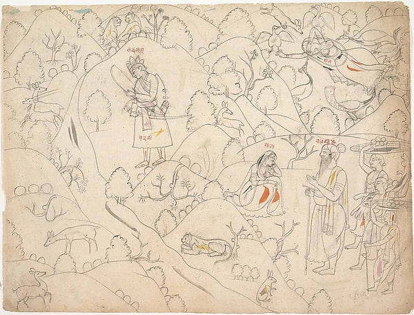 Page from a Dispersed Ramayana first quarter of the 19th cent, Poster Print Wall Art