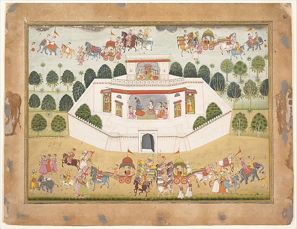 Krishna and Balarama within a Walled Palace: Page from a Disp,16x12"(A3)Poster