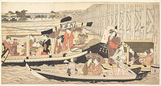 ,Pleasure Boats on the Sumida River beneath Shin-has,16x12"(A3) Poster