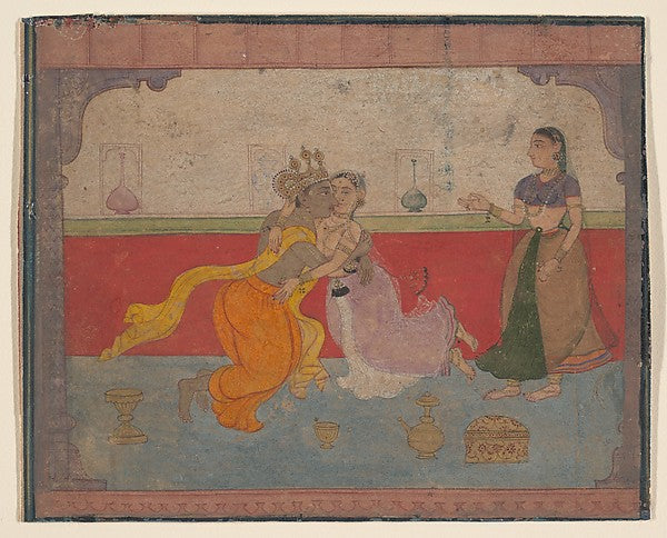 Krishna Kisses Radha - Page from the Boston Rasikapriya ca.161, Poster Print Wall Art