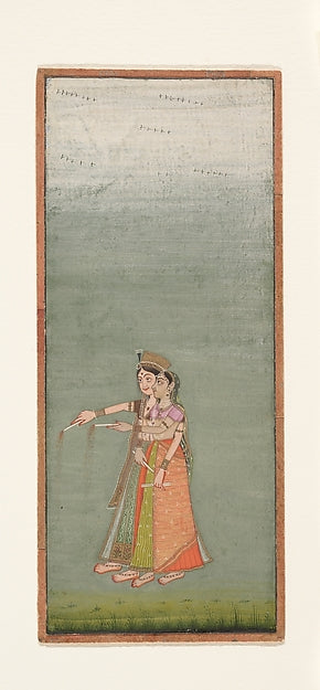 Two Court Ladies with Fireworks c1725, Poster Print Wall Art