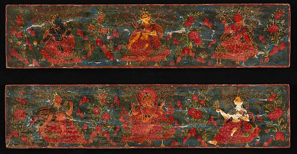 Pair of Manuscript Covers with Goddesses Set in a Foliate Land,16x12"(A3)Poster