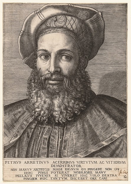 Portrait of Pietro Aretino c1517–20-Marcantonio Raimondi c148, Poster Print
