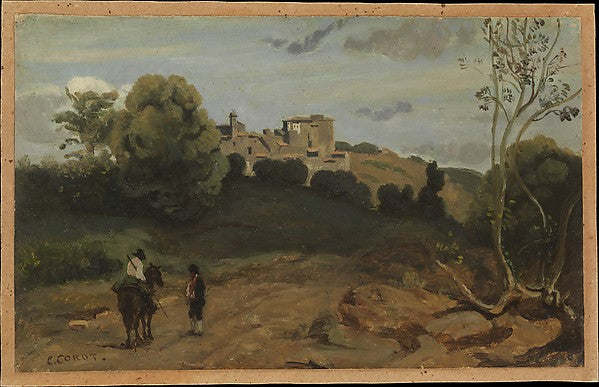 Camille Corot:View of Genzano with a Rider and Peasant 1843 -16x12"(A3) Poster