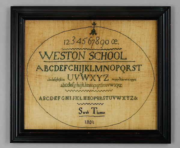 Sampler made at the Westtown Quaker School 1801 Sarah Thomas, Poster Print