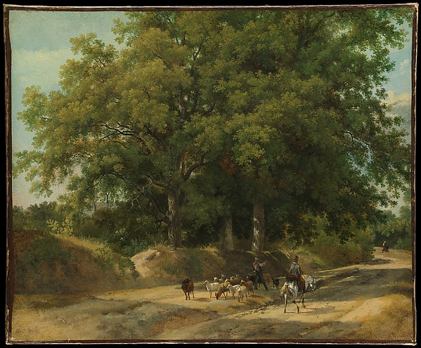 Auguste-Xavier Leprince:A Shepherd and a Rider on a Country -16x12"(A3) Poster