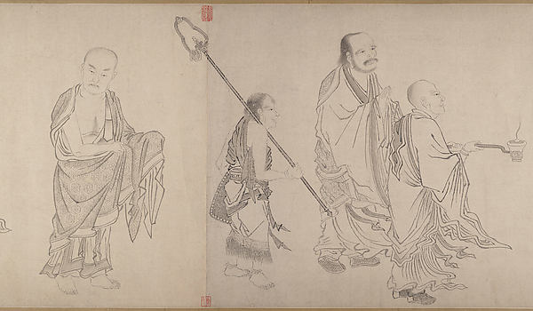 The Sixteen Luohans 16th cent-Attributed to Q,Classic Ming China Image, Poster Print Wall Art