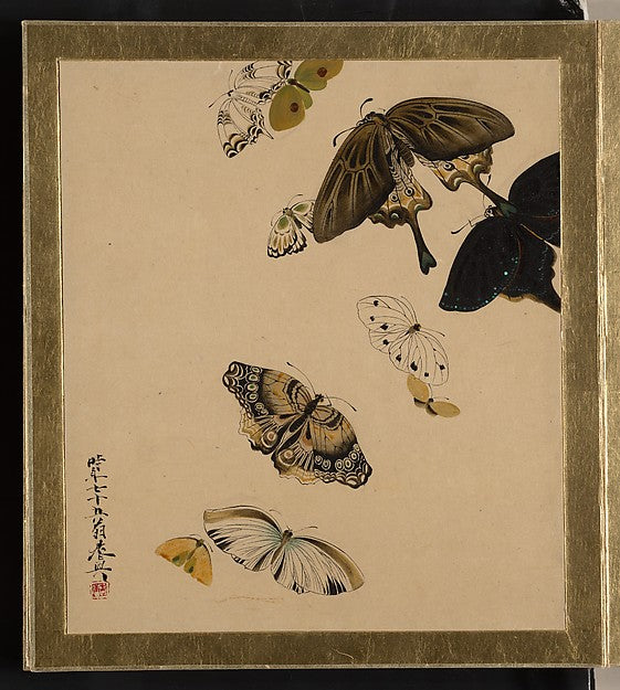 Lacquer Paintings of Various Subjects: Butterflies dated 1881, Poster Print